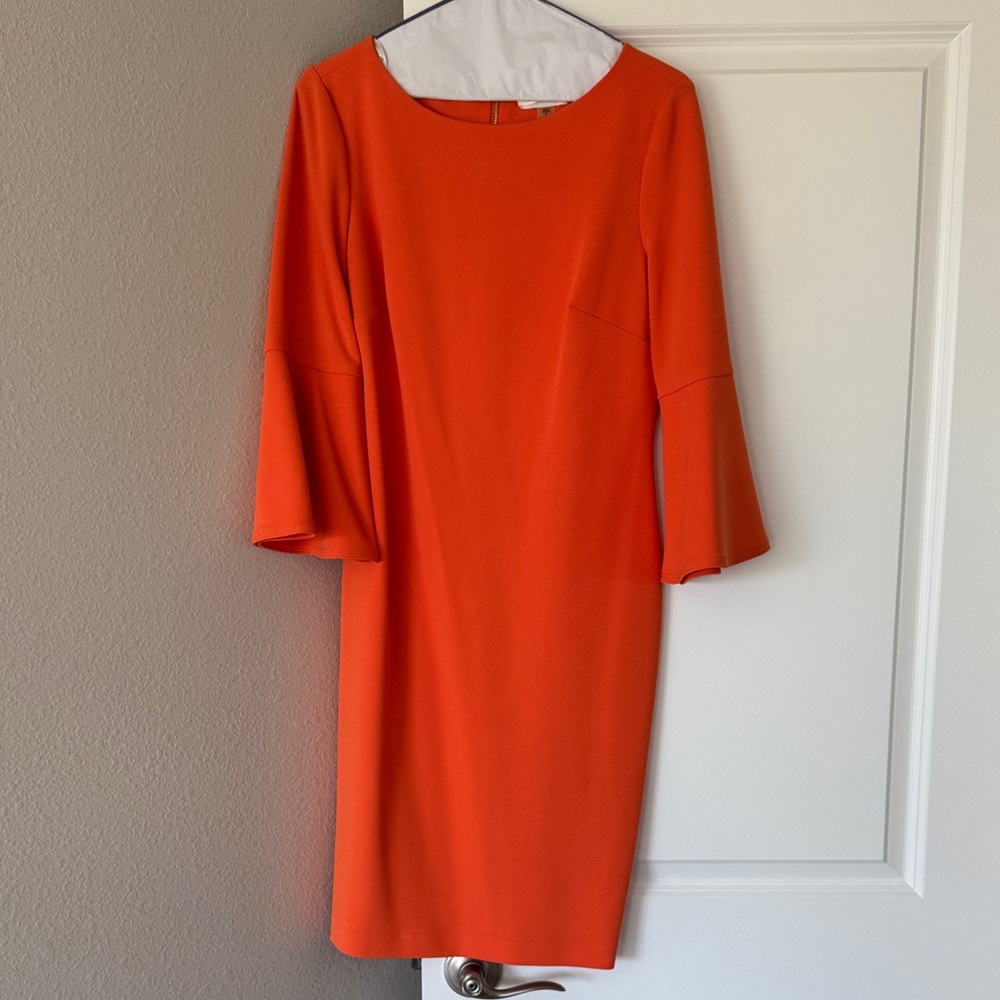 Calvin Klein Vibrant Orange Long Sleeve Dress